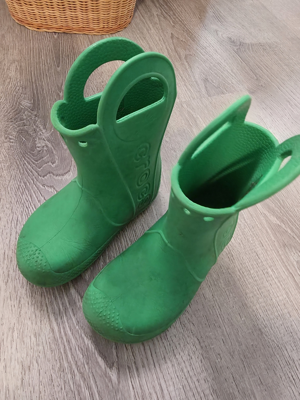 CROCS Kids Green Handle Rain Boots 10T